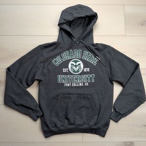 Champion CSU Colorado State Rams Hoodie Mens Small Gray Pullover Sweatshirt